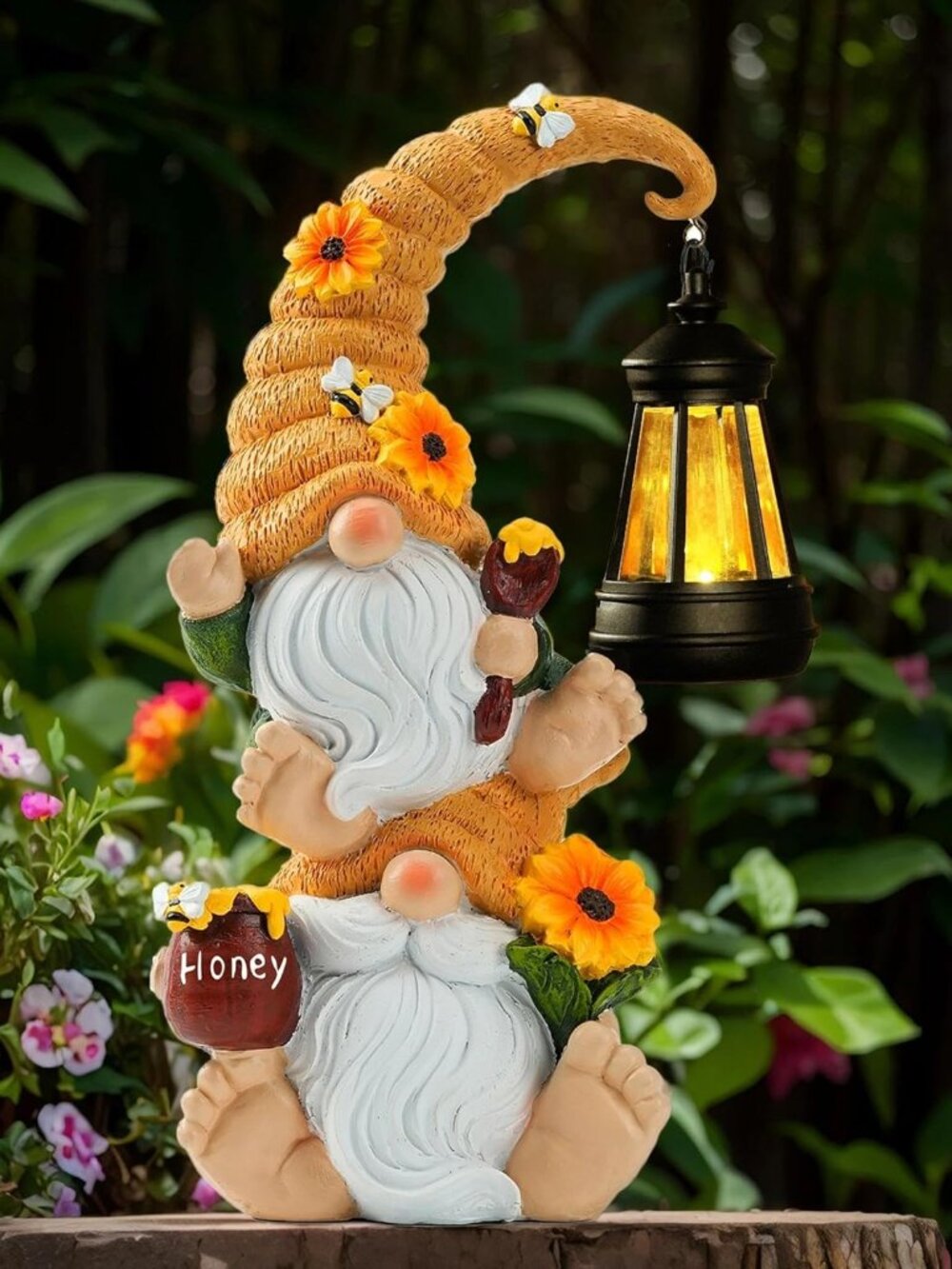 Solar Garden Gnome Statue With Led Lights, Waterproof Outdoor Decoration For Pat